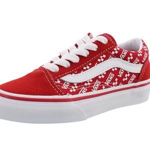 VANS OLD SKOOL LOGO REPEAT LITTLE KIDS SNEAKERS (RACING RED)